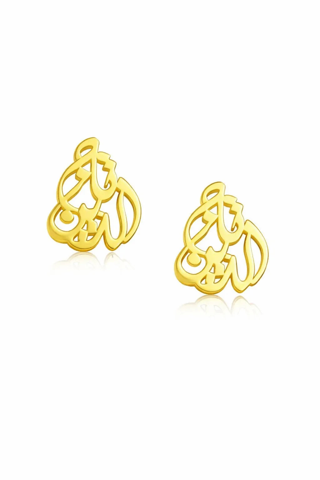 Arabic Calligraphy Earrings - Yellow Gold-Plated Silver 925