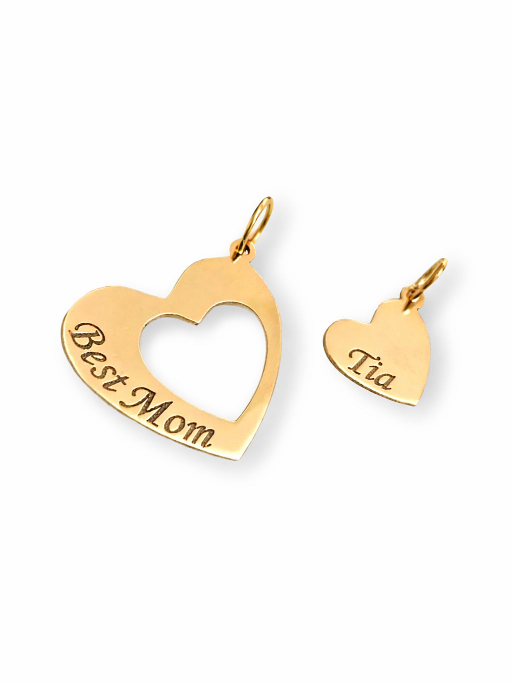 Best Mom & Name Heart Pendant Set