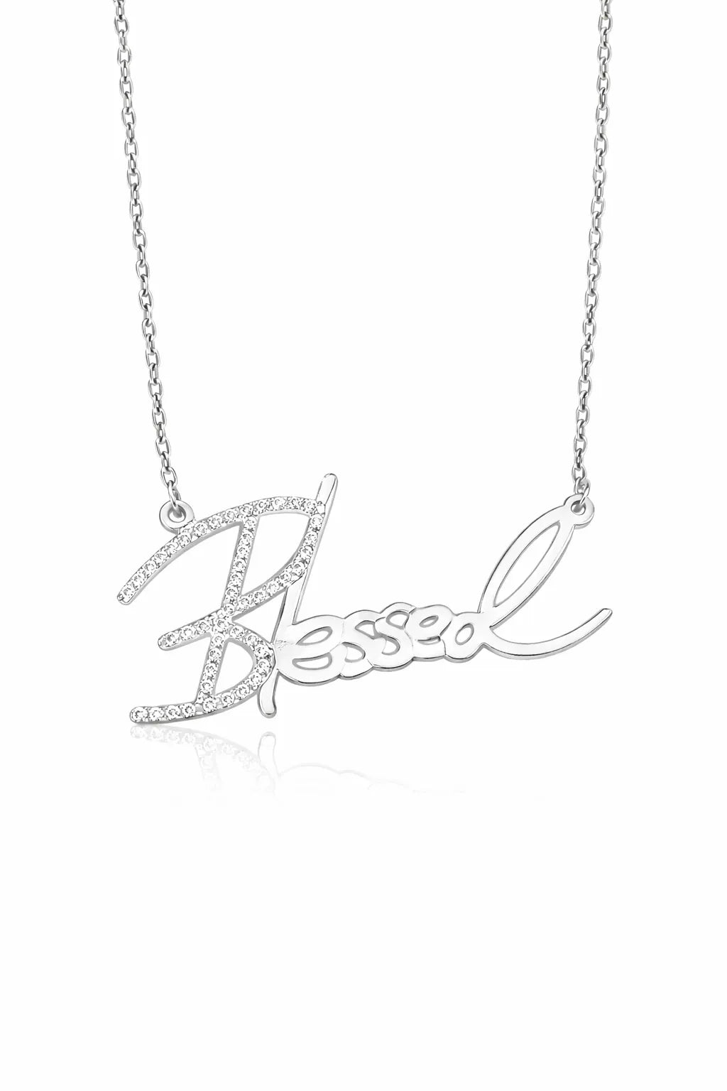 Blessed Script Necklace - Yellow Gold-Plated Silver 925