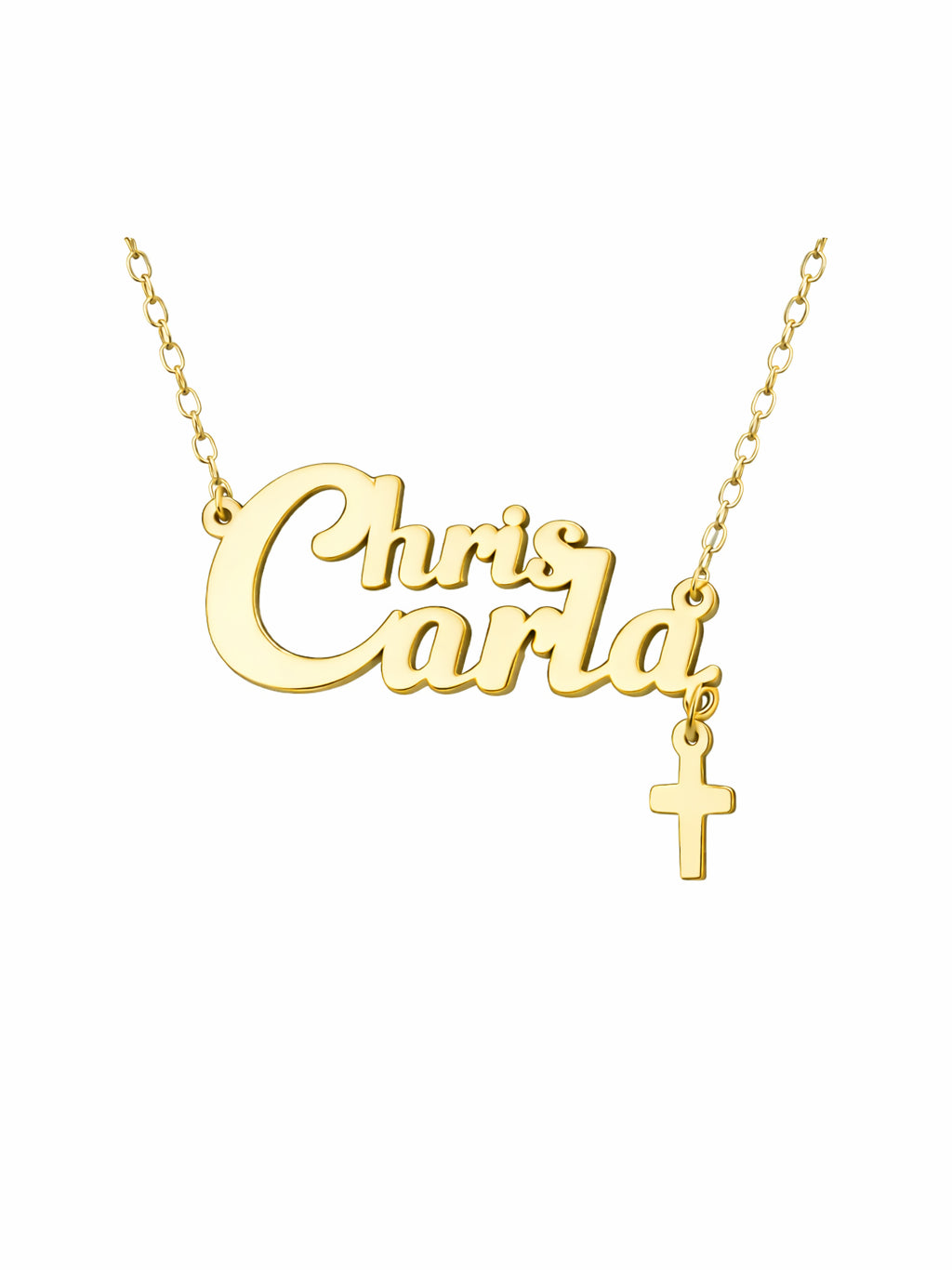 Custom Double Name Necklace with Cross
