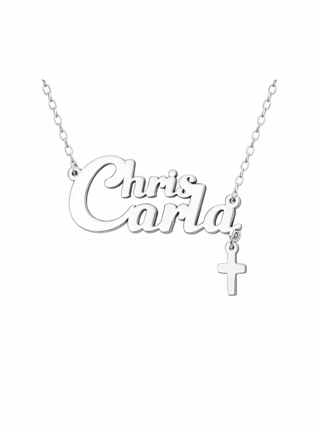 Custom Double Name Necklace with Cross