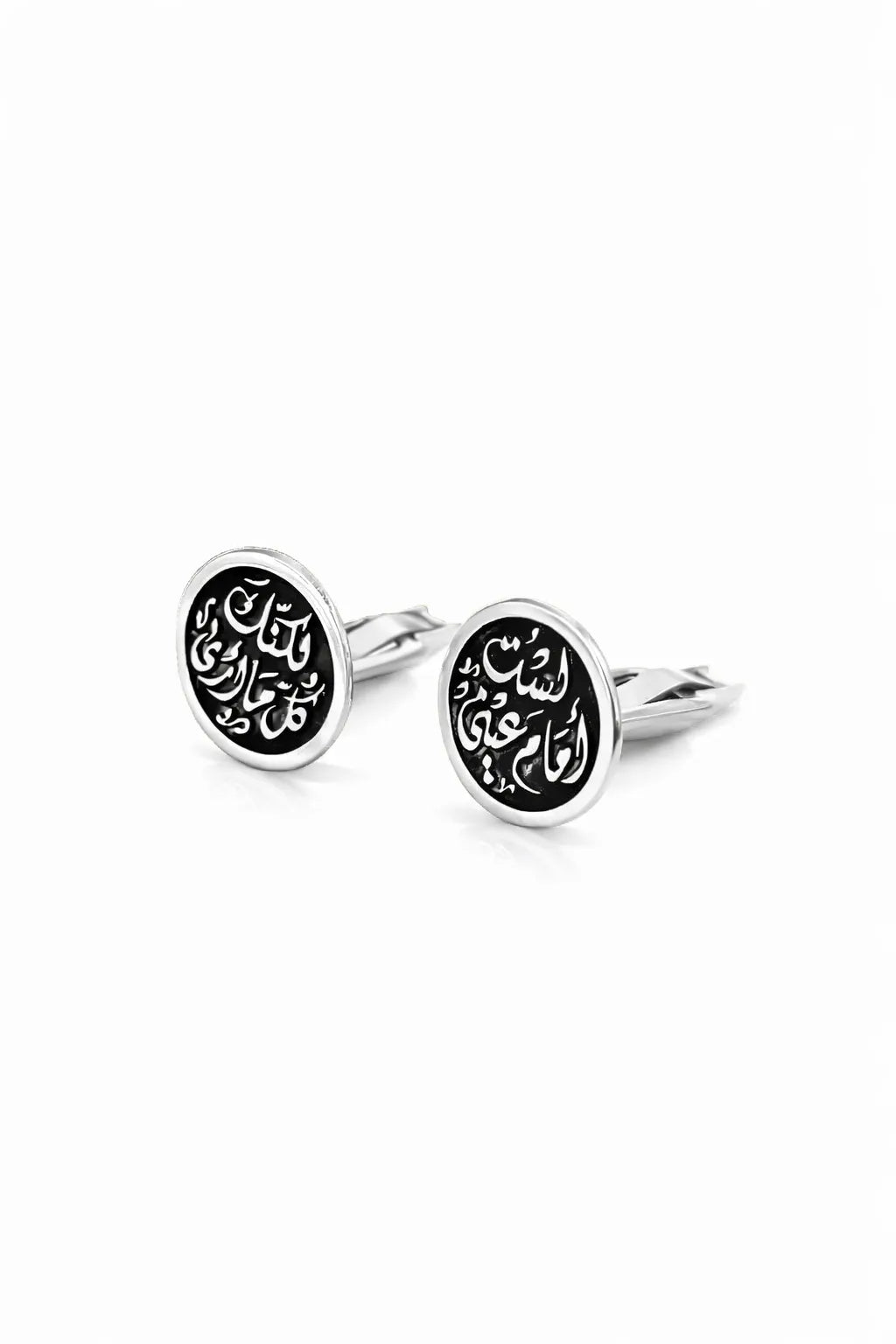 Elegant Arabic Calligraphy Cufflinks - Yellow Gold-Plated Silver 925
