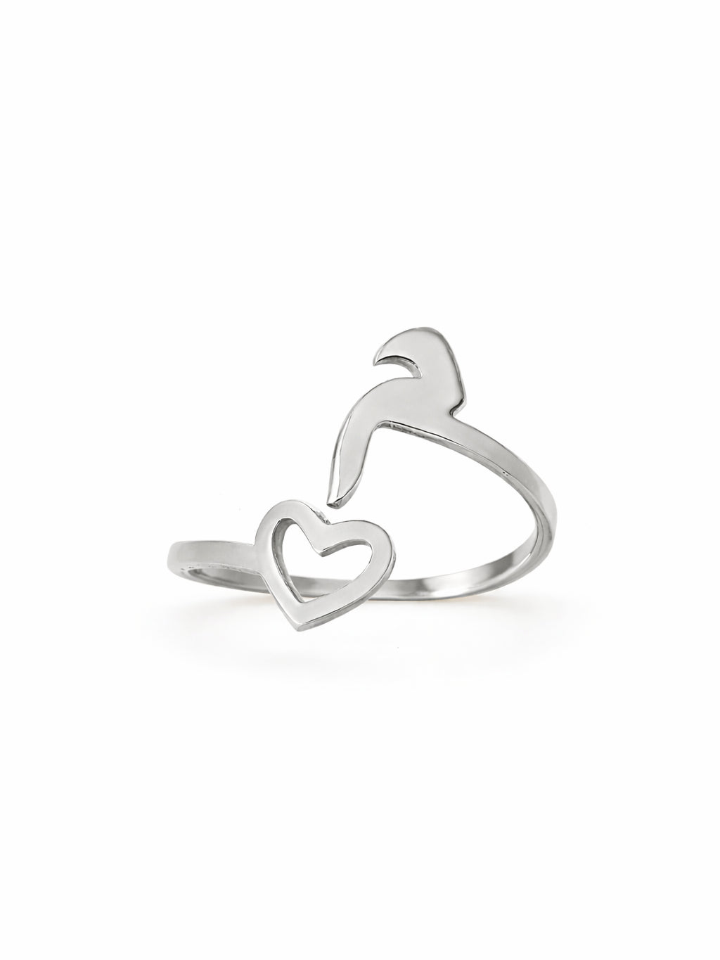 Initial & Heart Open Ring