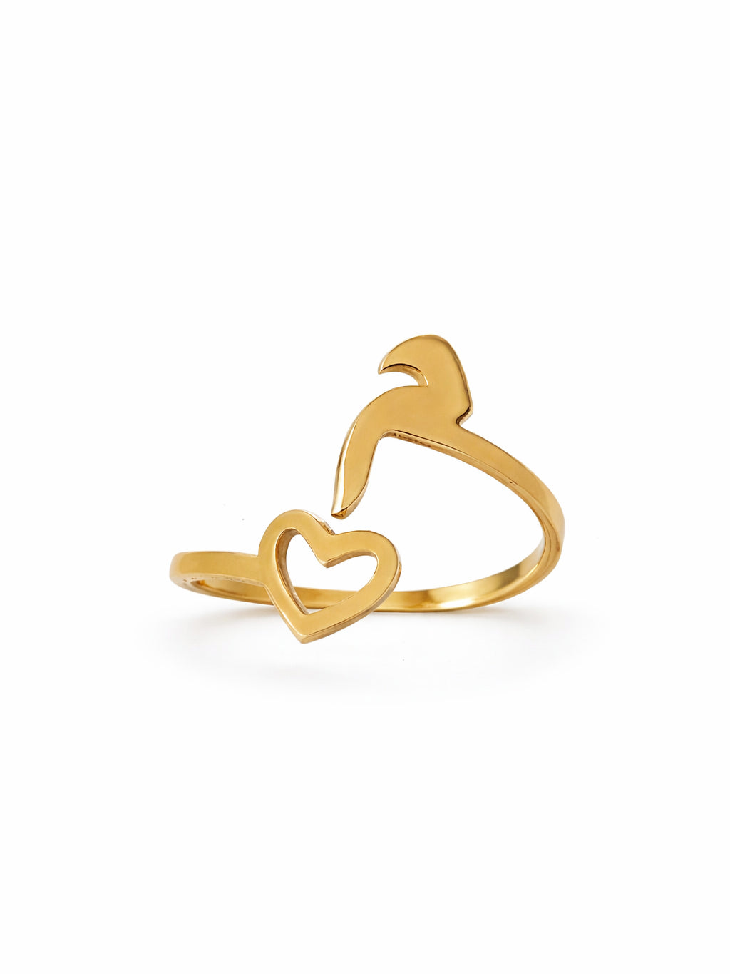 Initial & Heart Open Ring