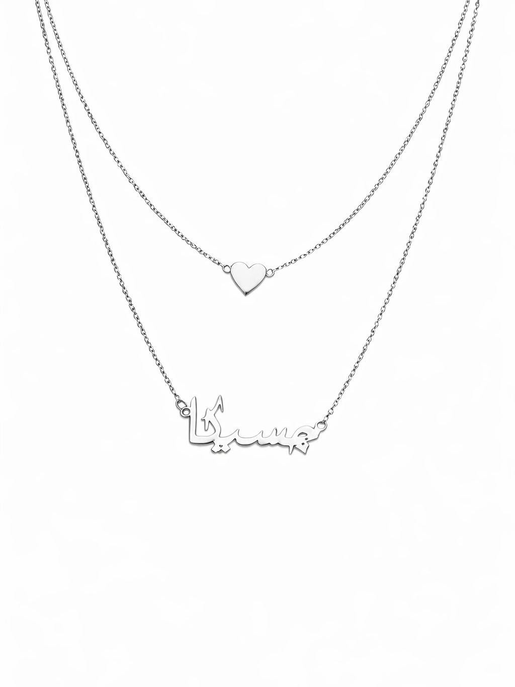 Personalized Double Layer Necklace with Names & Heart