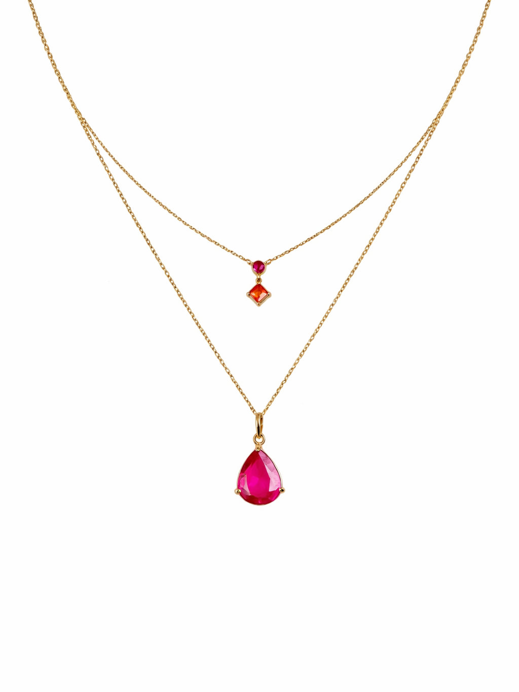Ruby Drop Layered Necklace