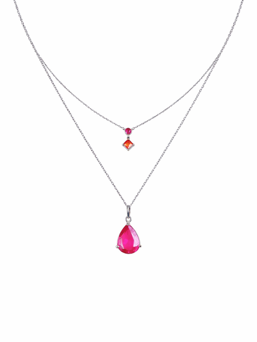 Ruby Drop Layered Necklace