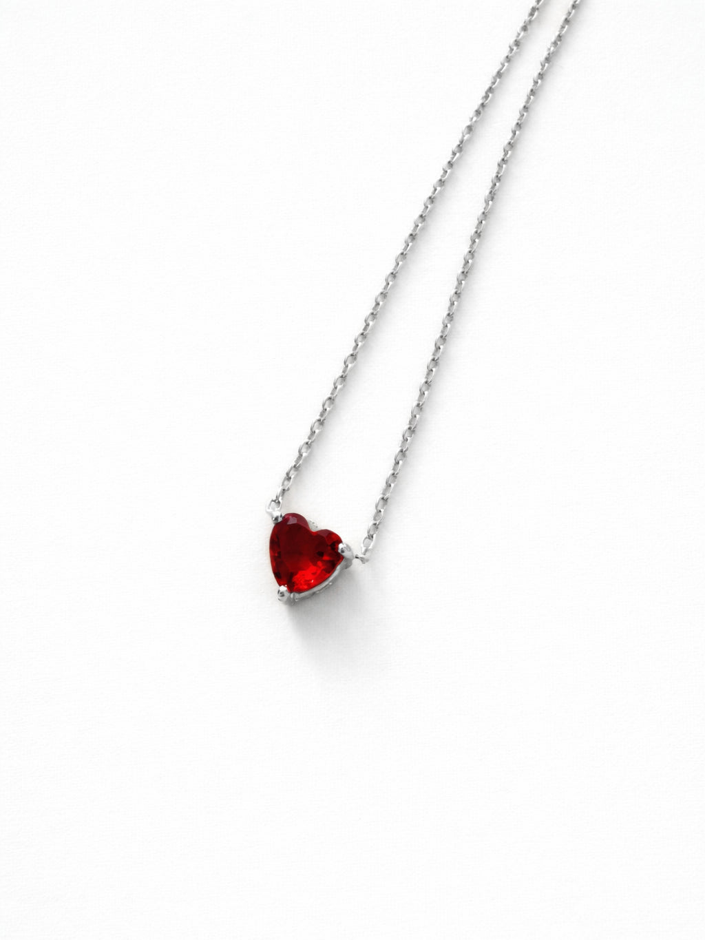 Ruby Heart Pendant Necklace
