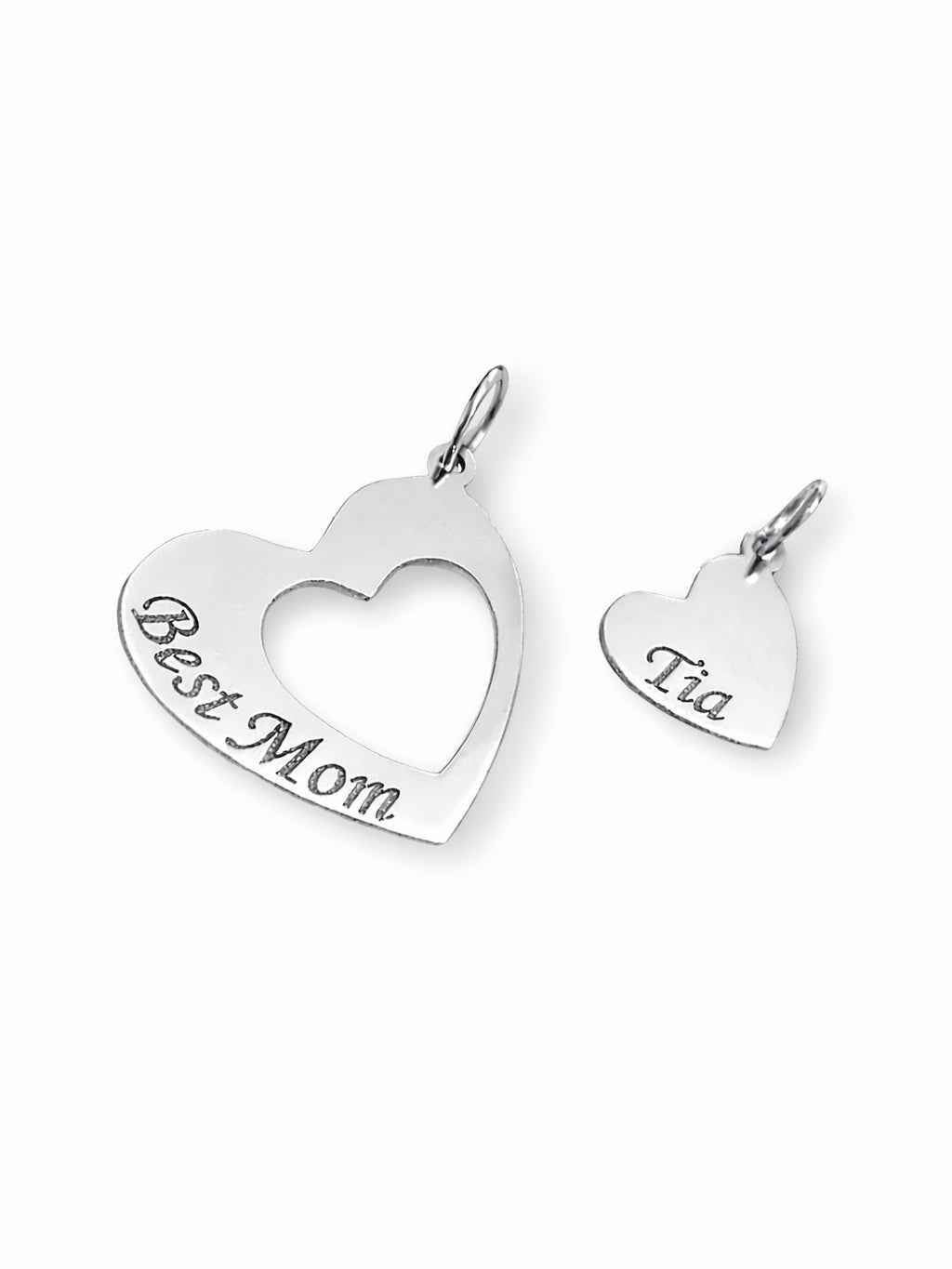 Best Mom & Name Heart Pendant Set