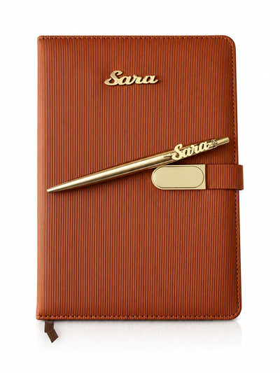 Personalized Agenda & Parker Pen Gift Set (Brown)