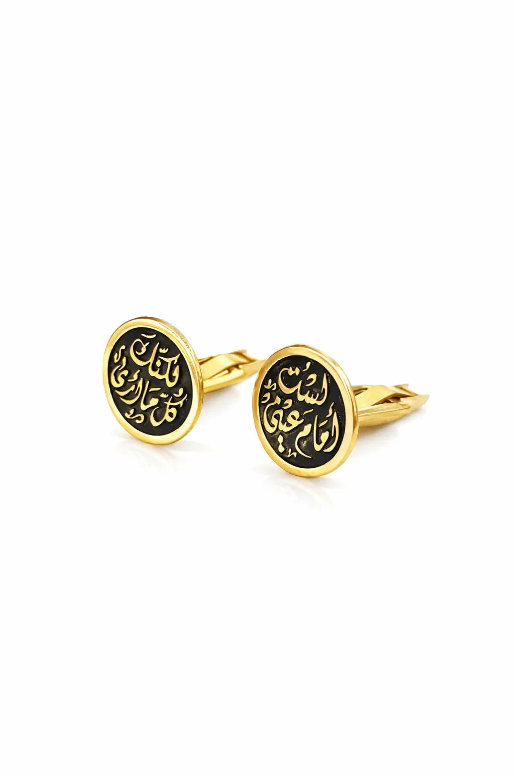 Elegant Arabic Calligraphy Cufflinks - Yellow Gold-Plated Silver 925