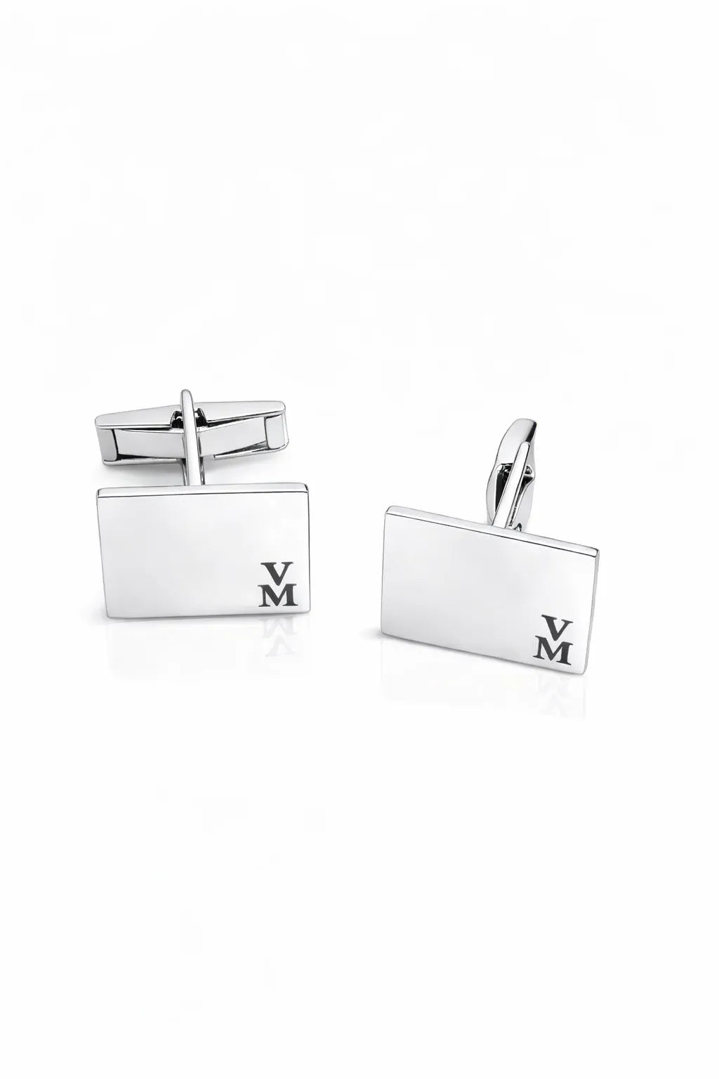 Elegant Rectangular Monogram - Yellow Gold-Plated Silver 925