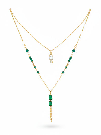 Emerald Stones Layered Necklace