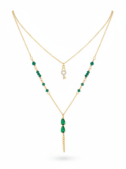 Emerald Stones Layered Necklace
