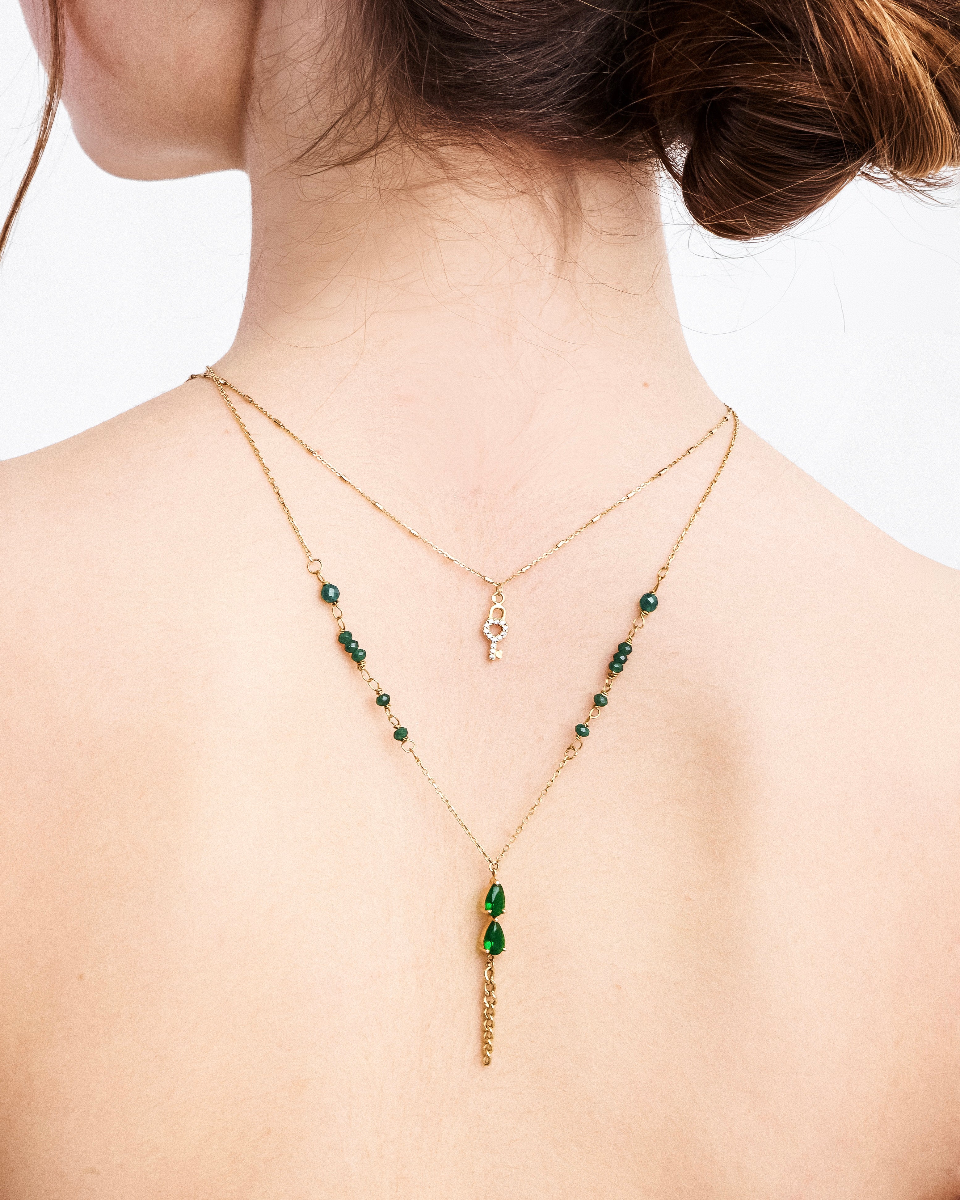 Emerald Stones Layered Necklace