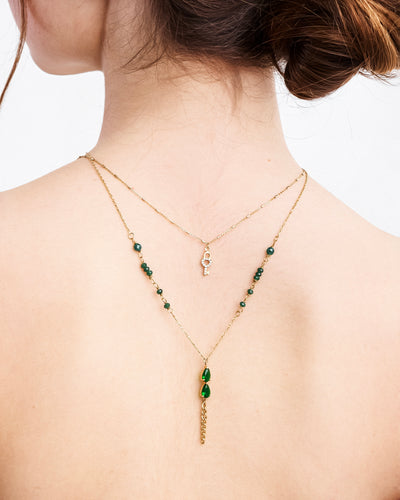 Emerald Stones Layered Necklace