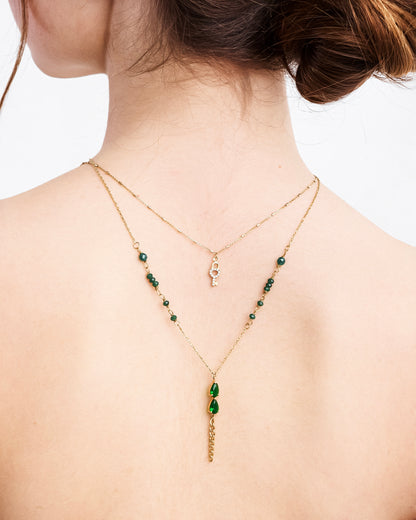 Emerald Stones Layered Necklace