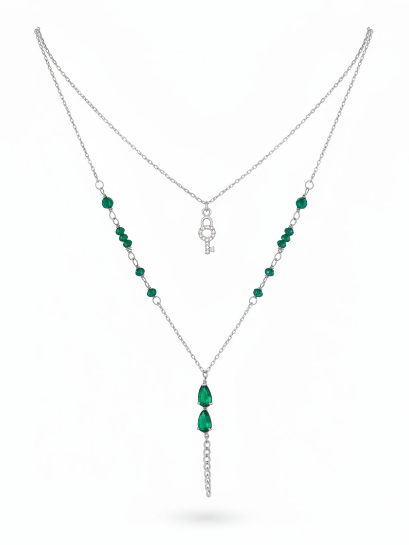 Emerald Stones Layered Necklace