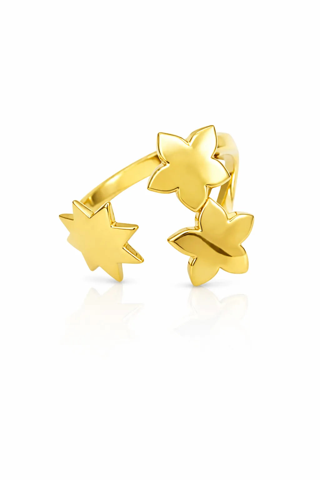 Floral Accent Ring - Yellow Gold-Plated Silver 925