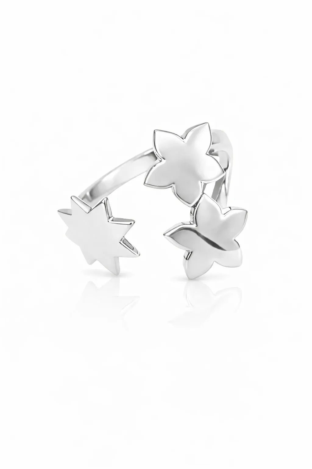 Floral Accent Ring - Yellow Gold-Plated Silver 925