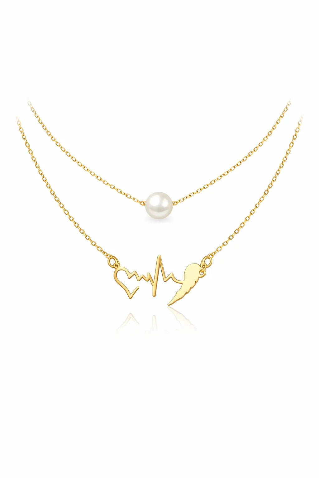 Heartbeat Charm Necklace - Yellow Gold-Plated Silver 925