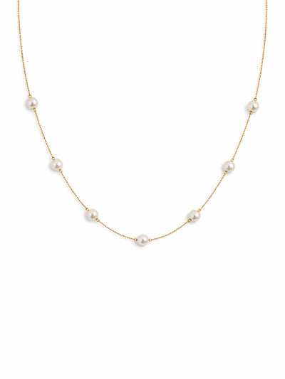 Minimal Pearl Station Necklace