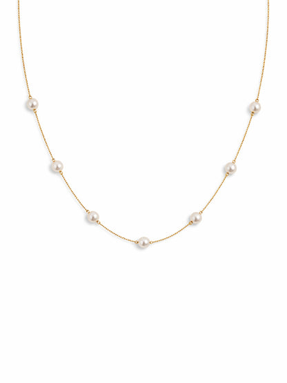 Minimal Pearl Station Necklace