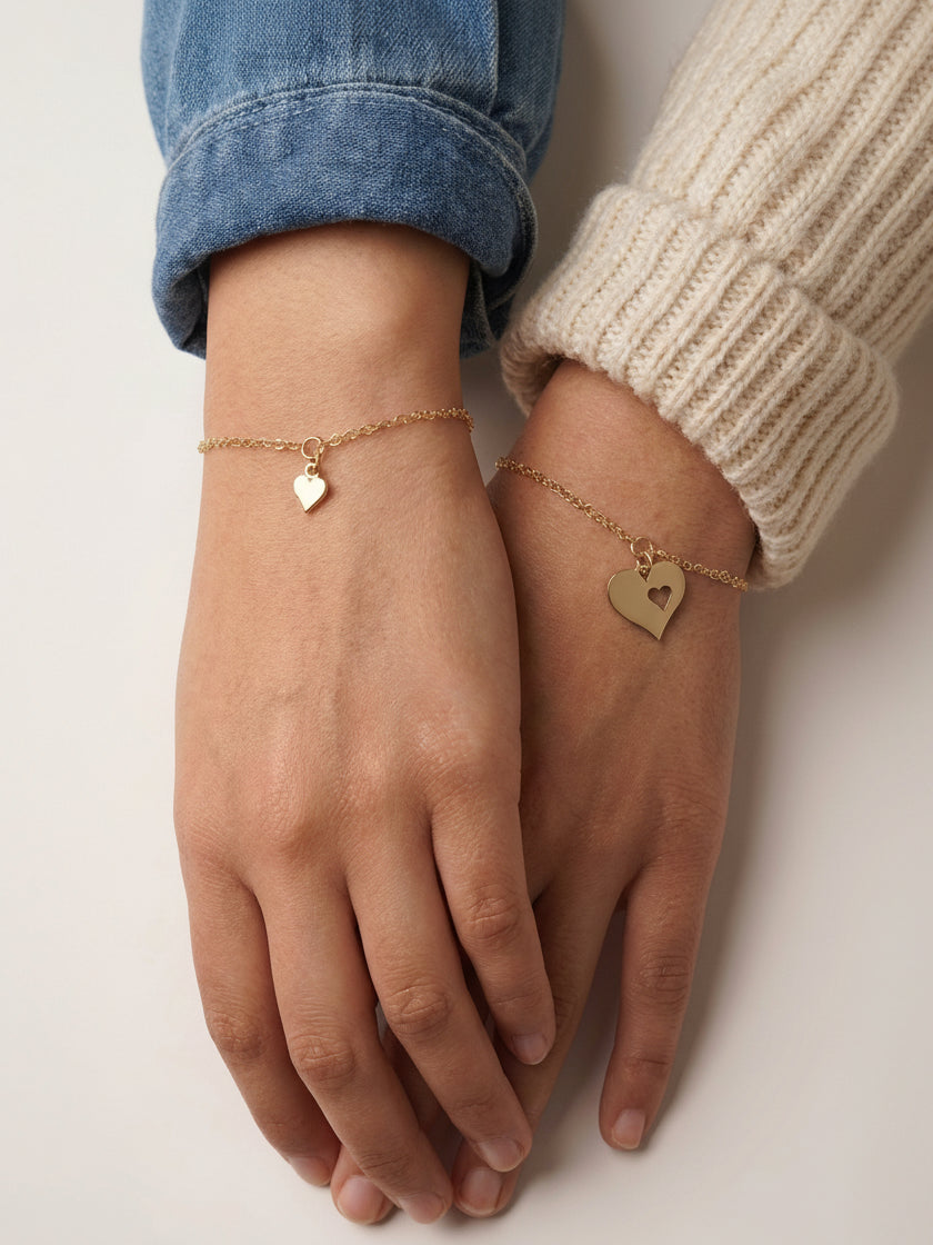 Mother & Daughter Heart Bracelet Set