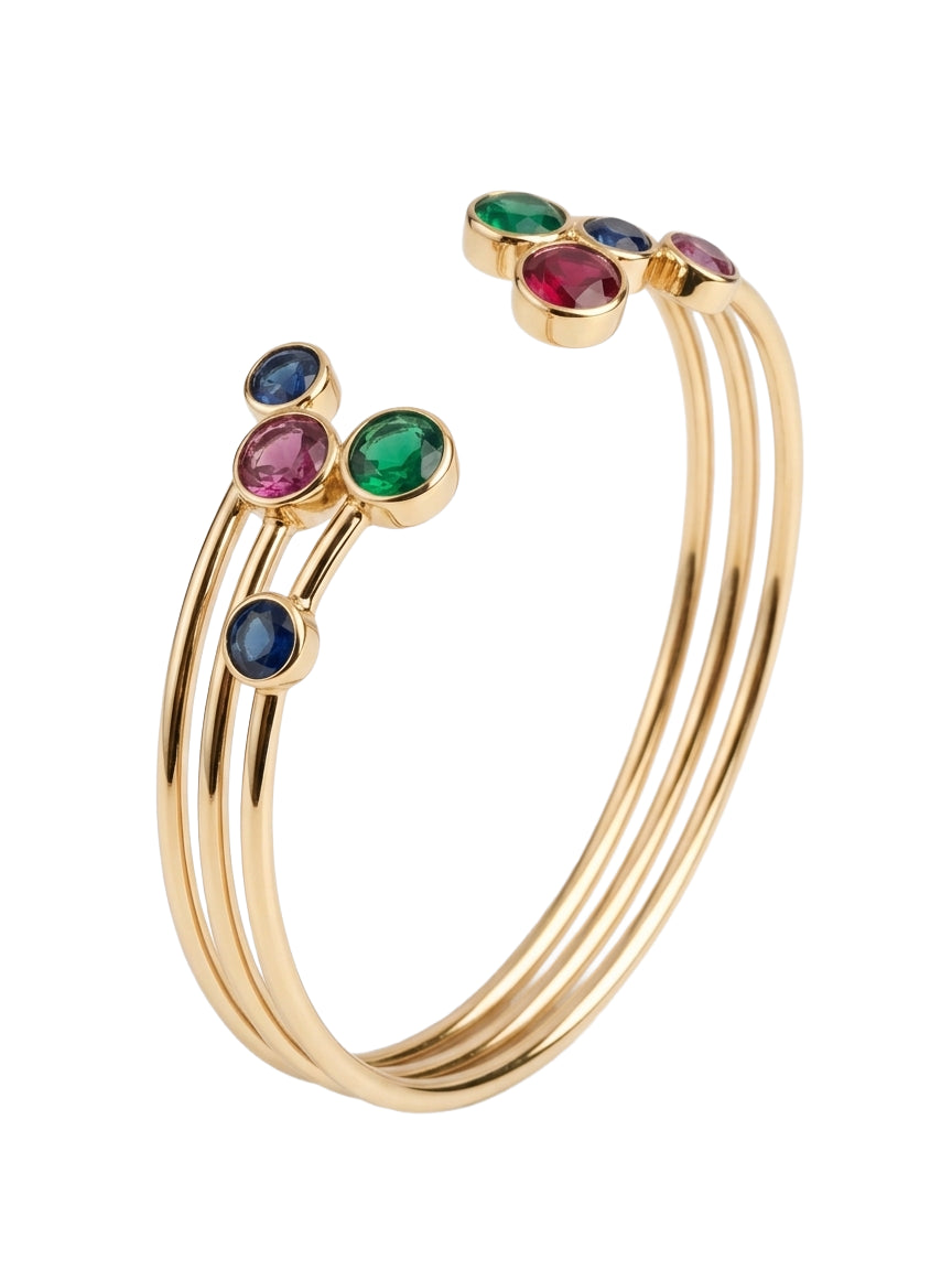 Multi-Stone Open Cuff Bracelet