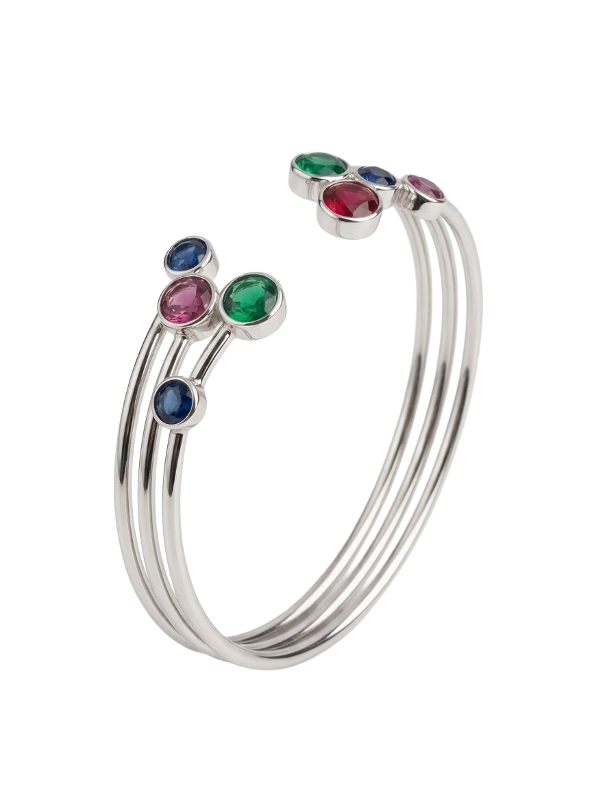 Multi-Stone Open Cuff Bracelet