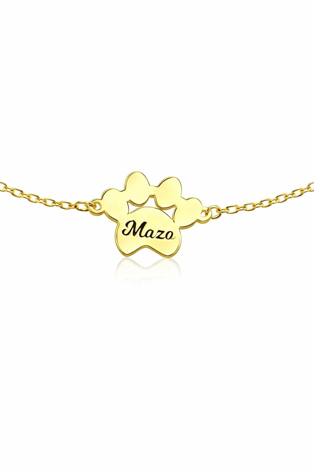 Paw Print Charm Bracelet - Yellow Gold-Plated Silver 925
