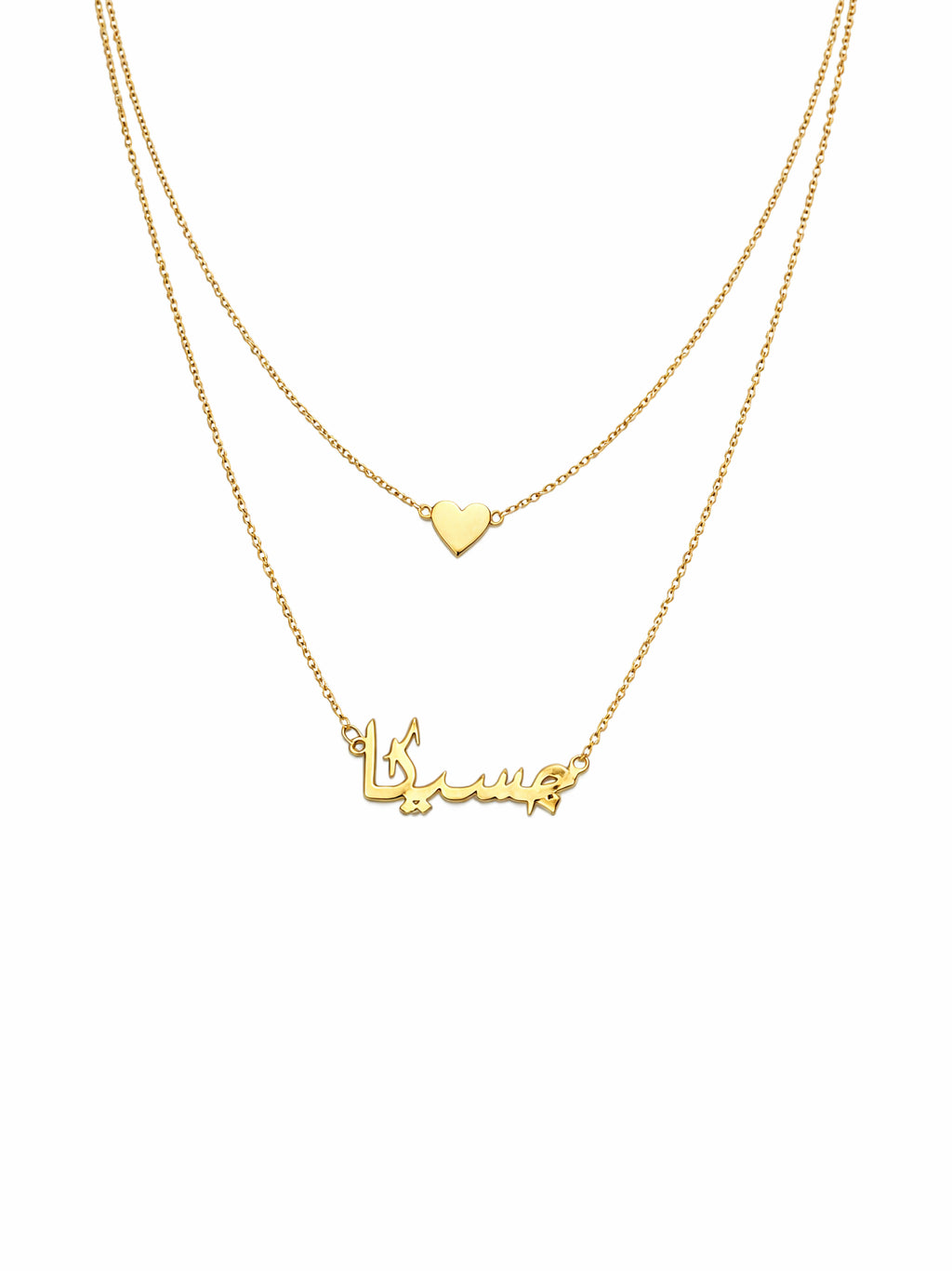 Personalized Double Layer Necklace with Names & Heart
