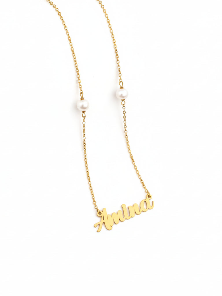 Personalized Name Necklace with Pearls