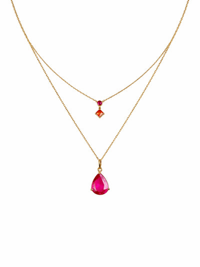 Ruby Drop Layered Necklace