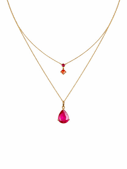 Ruby Drop Layered Necklace