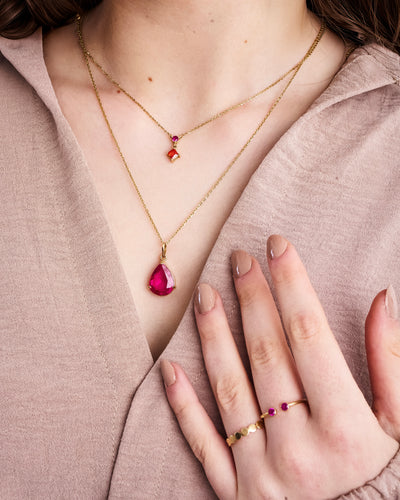 Ruby Drop Layered Necklace