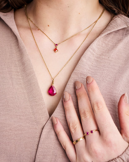 Ruby Drop Layered Necklace