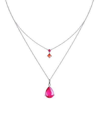 Ruby Drop Layered Necklace