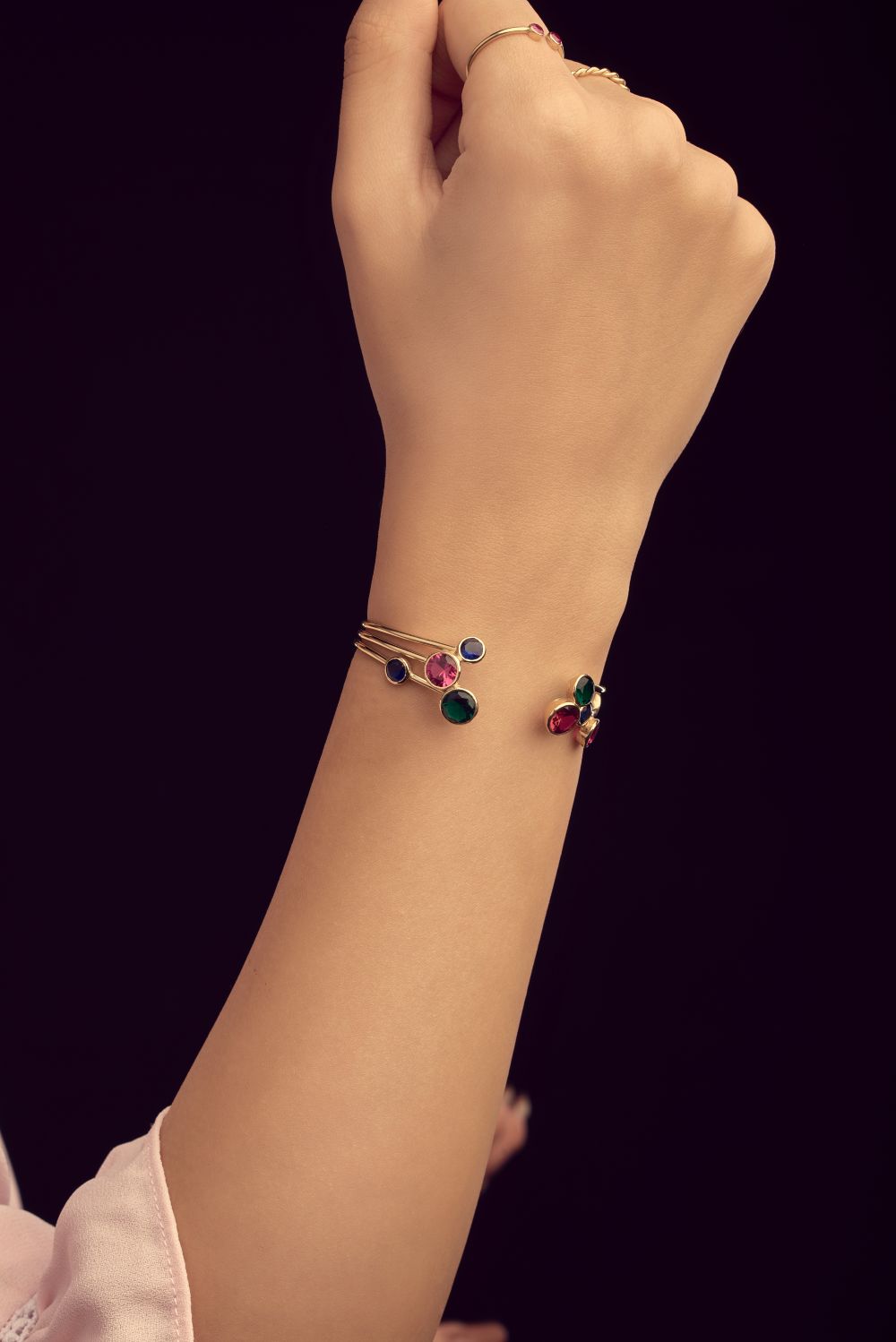 Multi-Stone Open Cuff Bracelet