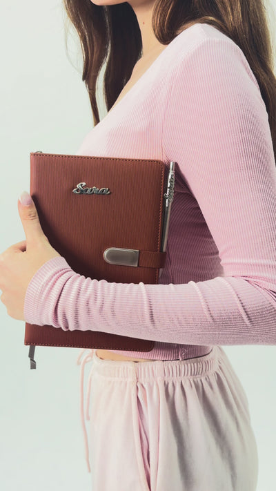 Personalized Agenda & Parker Pen Gift Set (Brown)